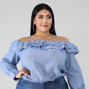 Plus Size Blue Casual Top